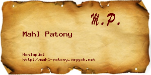 Mahl Patony névjegykártya